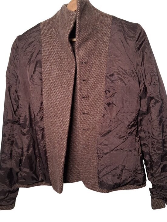 Lauren Ralph Lauren Tweed Blazer Jacket Women 10 Brown Wool Blend Short Classic - Picture 3 of 15